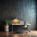 Dark Wall Background Empty Workplace in Front of Abstract Package Royalty Free Stock Photo