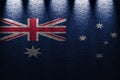 Dark wall five lights background with blending Australia flag Royalty Free Stock Photo