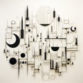 Minimalist Wall Sculpture With Clocks And Large Circles