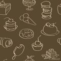 Dark wallpaper with hand drawn sweets Royalty Free Stock Photo