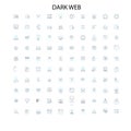 dark web icons, signs, outline symbols, concept linear illustration line collection Royalty Free Stock Photo