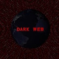 Dark web text with earth by night and red hex code illustration Royalty Free Stock Photo