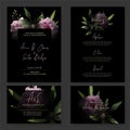 Dark wedding invitation kit, black background Royalty Free Stock Photo