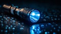 The dark, wet surface is lit up by a flashlight's bright beam Royalty Free Stock Photo