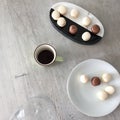 Dark and white chocolate macarons