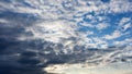 Dark and white clouds before rainy, blue sky white clouds as background, gray and white clouds before heavy rain Royalty Free Stock Photo