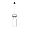 A dark-white crosshead screwdriver icon for screwing and unscrewing screws and screws, on the head of which there is a slot