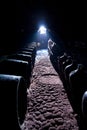 Dark wine cellar and barrels