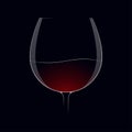 Dark wine logo. Glass of wine on black background