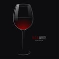 Dark wine logo. Glass of wine on black background