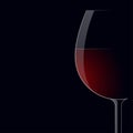 Dark wine logo. Glass of wine on black background