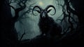 Dark Witching Goat: A Gothic Illustration In The Forest