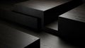 Dark wood geometric shapes with dramatic lighting and shadows Royalty Free Stock Photo