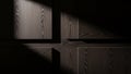 Dark wood panels with dramatic geometric light and shadow patterns Royalty Free Stock Photo