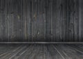 Dark wood wall and floor, background texture Royalty Free Stock Photo