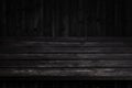 Dark wooden table for product, old black wooden perspective interior Royalty Free Stock Photo