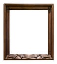 Dark wooden decorative picture frame on white backround Royalty Free Stock Photo