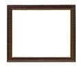 Dark wooden decorative picture frame on white backround Royalty Free Stock Photo