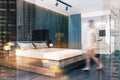 Dark wooden luxury bedroom corner toned Royalty Free Stock Photo