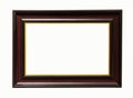 Dark wooden picture frame on white backround Royalty Free Stock Photo