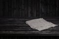 Dark wooden table for product, old black wooden perspective interior Royalty Free Stock Photo