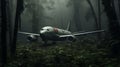 Dark Woods A Photorealistic Rendering Of A Big Plane In Hellish Environment