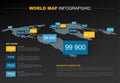 Dark World map infographic template Royalty Free Stock Photo