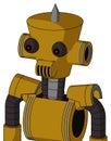 Dark-Yellow Automaton With Cylinder-Conic Head And Speakers Mouth And Red Eyed And Spike Tip