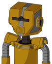 Dark-Yellow Automaton With Mechanical Head And Speakers Mouth And Black Visor Cyclops