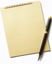 Dark Yellow and Beige Pen Next to Paper Clipped Notebook AI Generated