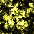 Dark yellow cosmic stars with a glow of foil in perspective