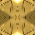 Dark yellow seamless background with cracked gold. 3D image. Golden texture with mirror patterns.