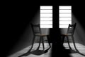 Two Empty Chairs in a Darkened Room