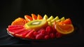Darkened shape of a plate of fresh fruit slices Royalty Free Stock Photo