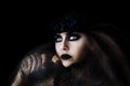 darkhair gothic girl with black lips Royalty Free Stock Photo