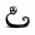 Humorous Evil Worm Drawing For Kids: Minimalistic And High Resolution