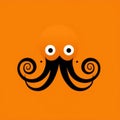 Darkly Playful Octopus Logo On Orange Background Stock Image