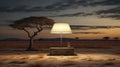Darkly Romantic Lamp In Expansive Desert Landscape Royalty Free Stock Photo