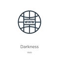 Darkness icon. Thin linear darkness outline icon isolated on white background from web collection. Line vector sign, symbol for