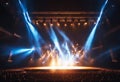 darkness show stage strike light background party blue spotlight bright lights abstract Royalty Free Stock Photo