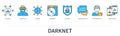 Darknet vector infographic in minimal flat line style