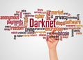 Darknet word cloud and hand with marker concept Royalty Free Stock Photo