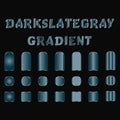 Darkslategray gradient shapes in rows displaying color variations on a black background with text above Royalty Free Stock Photo