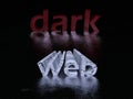 Darkweb red and white text word on black background 3D render