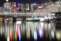 Sydney skyline with colorful water reflections night scene