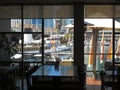 Restaurant window view Darling Harbour Royalty Free Stock Photo