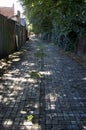 Typical English Back Alleyway with cobbled paving. Darlington, England, UK, August 22, 2010. Royalty Free Stock Photo