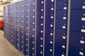 Row of blue lockers for workers or customers