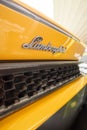 Darlington UK: August 2020: Auto Show car show yellow lamborghini rear spoiler