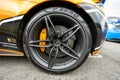 Darlington UK; August 2020: McLaren wheel and brakes close up at an Auto Show car show